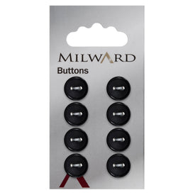 Milward Knap - 0176 - Sort - 12 mm - 8 stk